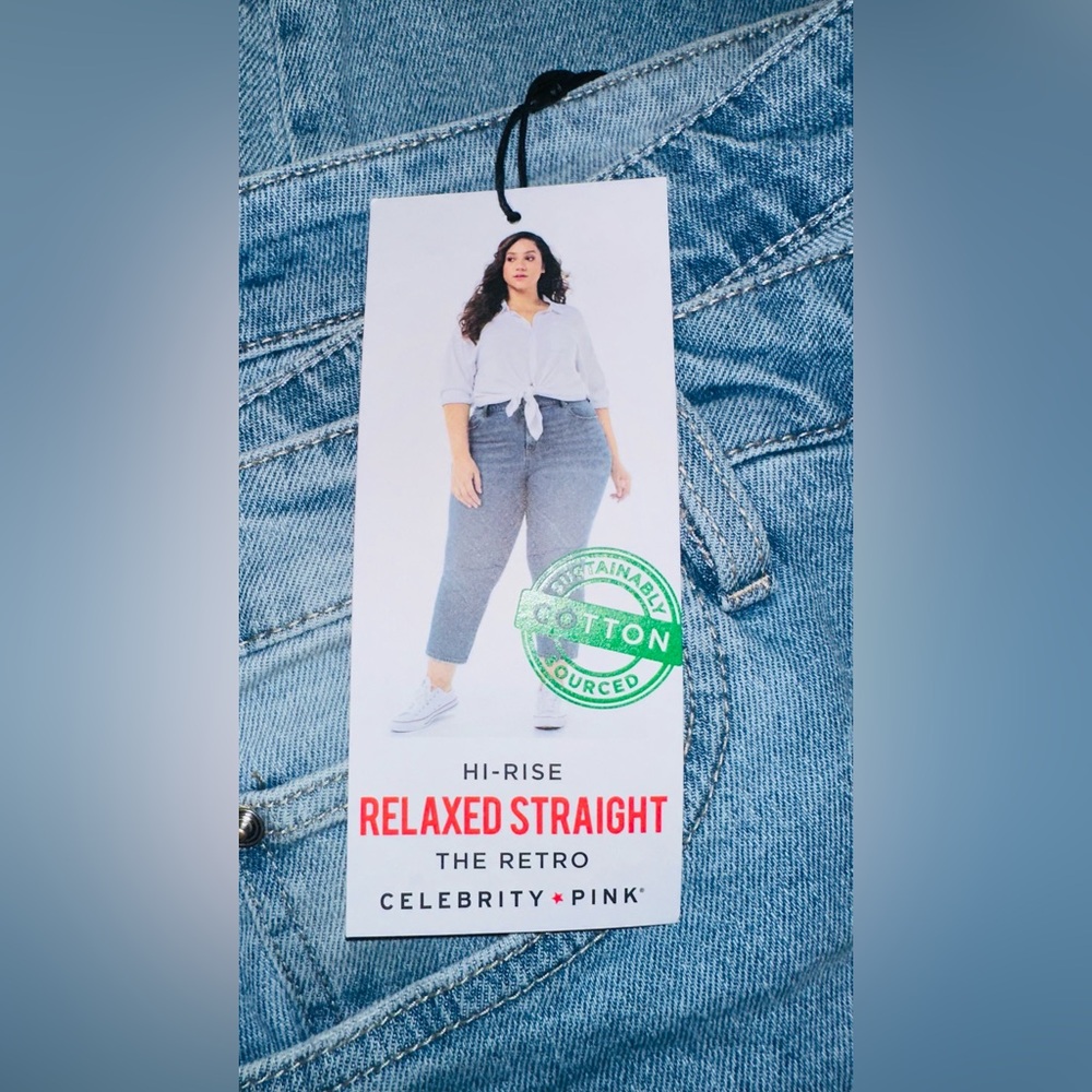 Celebrity Pink  the Retro Women's Hi-Rise relaxed straight Blue Jeans